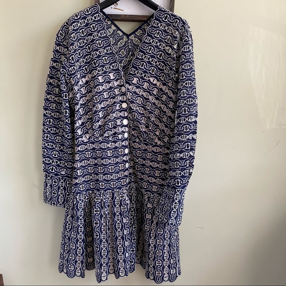 SANDRO Chain-Link Rolly Eyelet Lace Dress - Picture 2 of 12